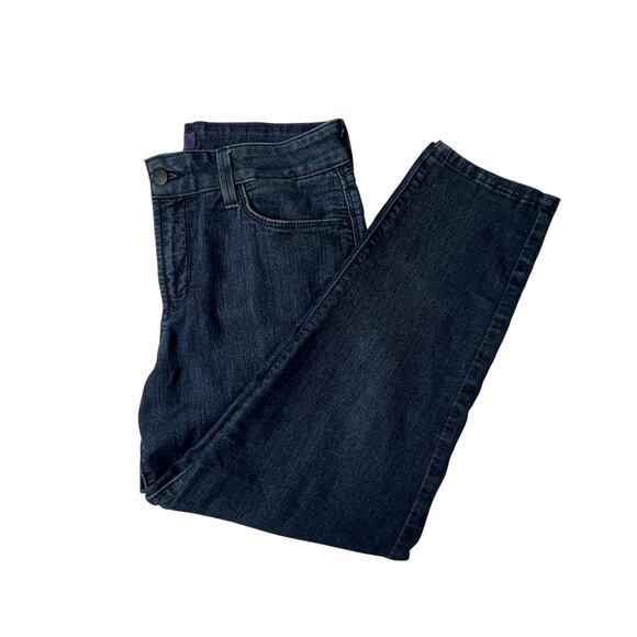 NYDJ Womens Jeans Size 10P Ankle Crop Lift Tuck Mid Rise Dark Wash Denim - Picture 1 of 14